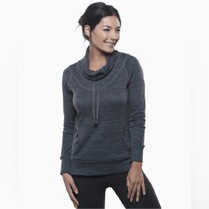 KÜHL Women's LEA Cowl neck Long Sleeved Carbon Dark Grey Pullover Size Large